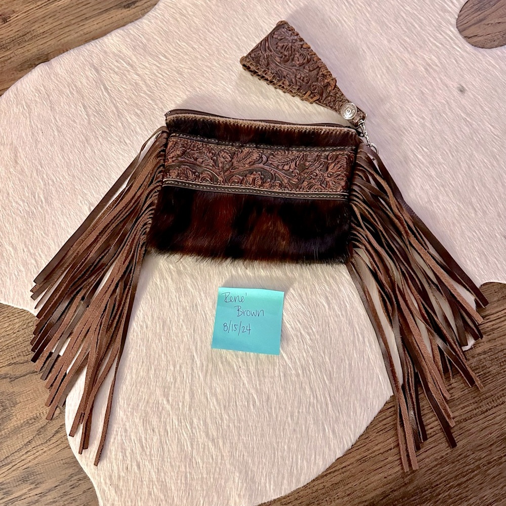 Designer Custom Leather bucker hair on hide purse
